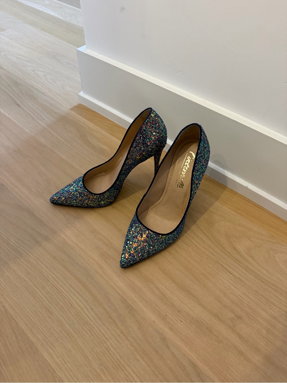 Multicolor Glitter Pointed-Toe Pumps
